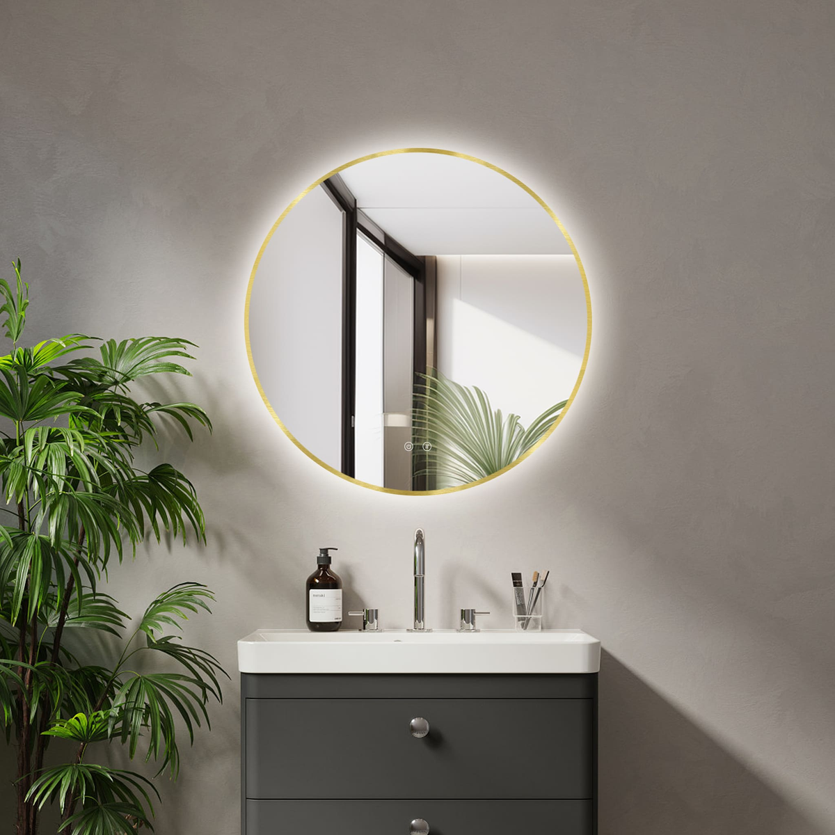 Ares LED-Spiegel Gold / Schwarz