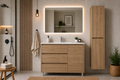 Badezimmermöbel-Set VOLUM mit Waschbecken + LED-Spiegel + Hochschrank 140 cm + Einhebelmischer – Estepa – 80/100/120 cm