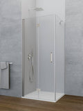 Mampara angular plegable + lateral fijo  GLASS - Cromo