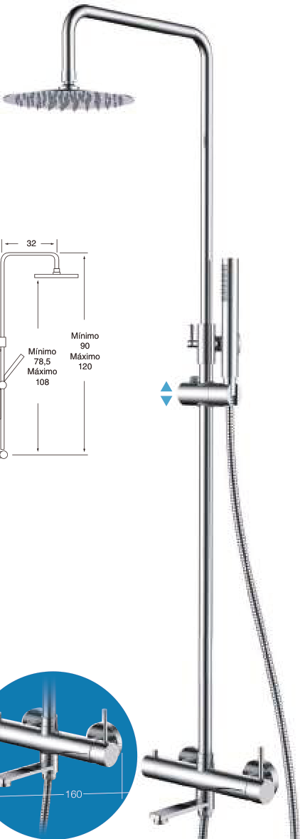 Columna de ducha y bañera monomando telescópica Iris